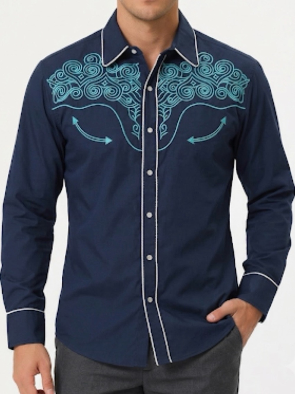 COOFANDY embroidered cowboy button-down shirt Men’s size 2 XL NWT’S
